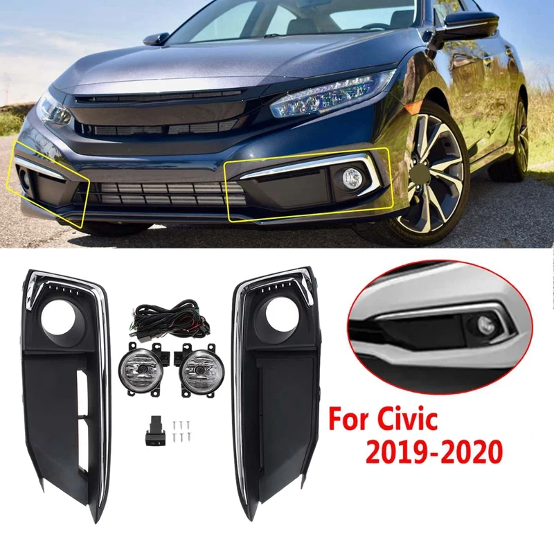 Car Front Bumper Fog Light Lamp Set with Harness Switch Set Kit for Honda Civic 2019 2020
Car Front Bumper Fog Light Lamp Set with Harness Switch Set Kit for Honda Civic 2019 2020