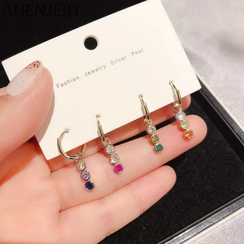 ANENJERY Rainbow Colorful Cubic Zircon Hoop Earrings Set Silver Color 4-piece Earrings Set Jewelry For Women Party
ANENJERY Rainbow Colorful Cubic Zircon Hoop Earrings Set Silver Color 4-piece Earrings Set Jewelry For Women Party