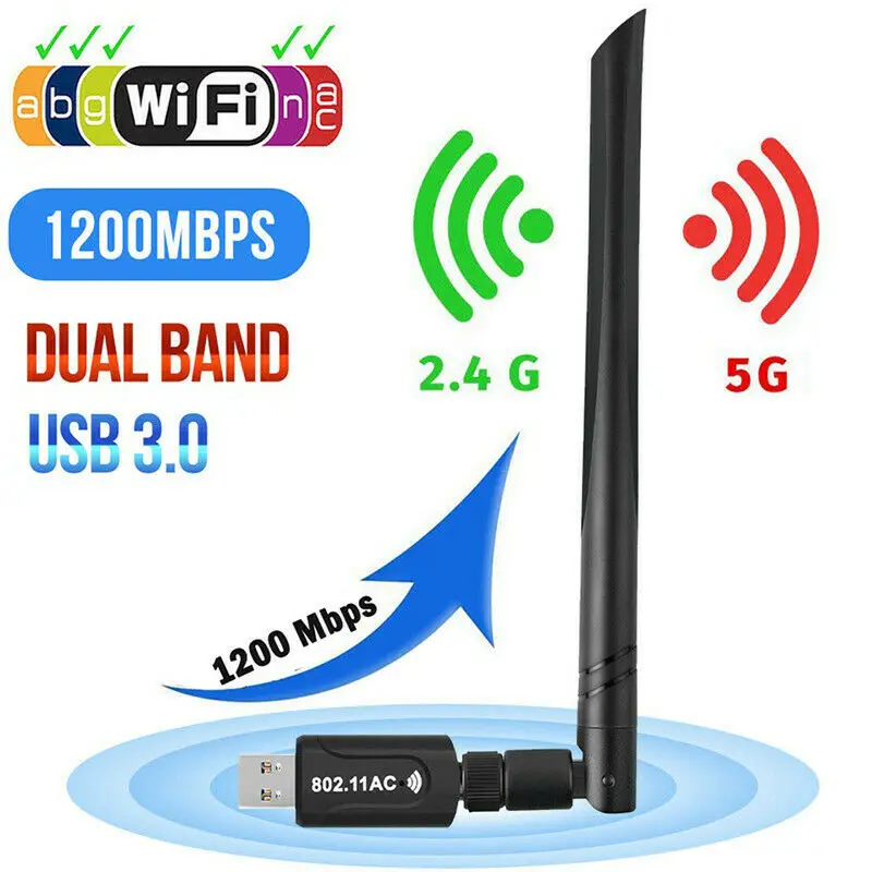 1200Mbps USB 3.0 Wireless WiFi Network Receiver Adapter 5GHz Dual Band Dongle Wireless Network Card Wi-fi Receiver Adapter Hot
1200Mbps USB 3.0 Wireless WiFi Network Receiver Adapter 5GHz Dual Band Dongle Wireless Network Card Wi-fi Receiver Adapter Hot
