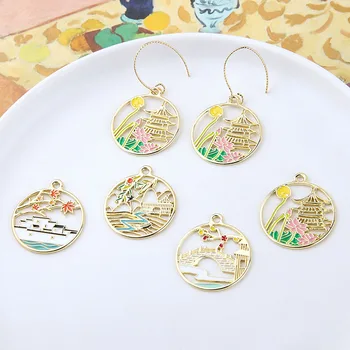 Newest Hollow Out Round China Vintage House pavilion Charms Gold Tone Zinc Alloy Oil Drop Enamel Earring Pendant 30pcs 25*28mm
Newest Hollow Out Round China Vintage House pavilion Charms Gold Tone Zinc Alloy Oil Drop Enamel Earring Pendant 30pcs 25*28mm