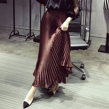 Pleated Skirt Lady 2020 Summer Korean-Style Bright Fabric Ankle-Length Silky Solid Elegant-Style Long Skirt Women
Pleated Skirt Lady 2020 Summer Korean-Style Bright Fabric Ankle-Length Silky Solid Elegant-Style Long Skirt Women