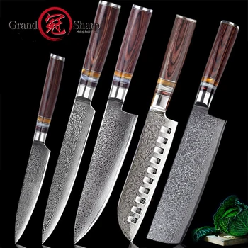 Grandsharp 5 Pcs Kitchen Knife Set Professional Chef's knives 67-Layer VG10 Japanese Damascus Steel Kitchen Knife Family Gift
Grandsharp 5 Pcs Kitchen Knife Set Professional Chef's knives 67-Layer VG10 Japanese Damascus Steel Kitchen Knife Family Gift