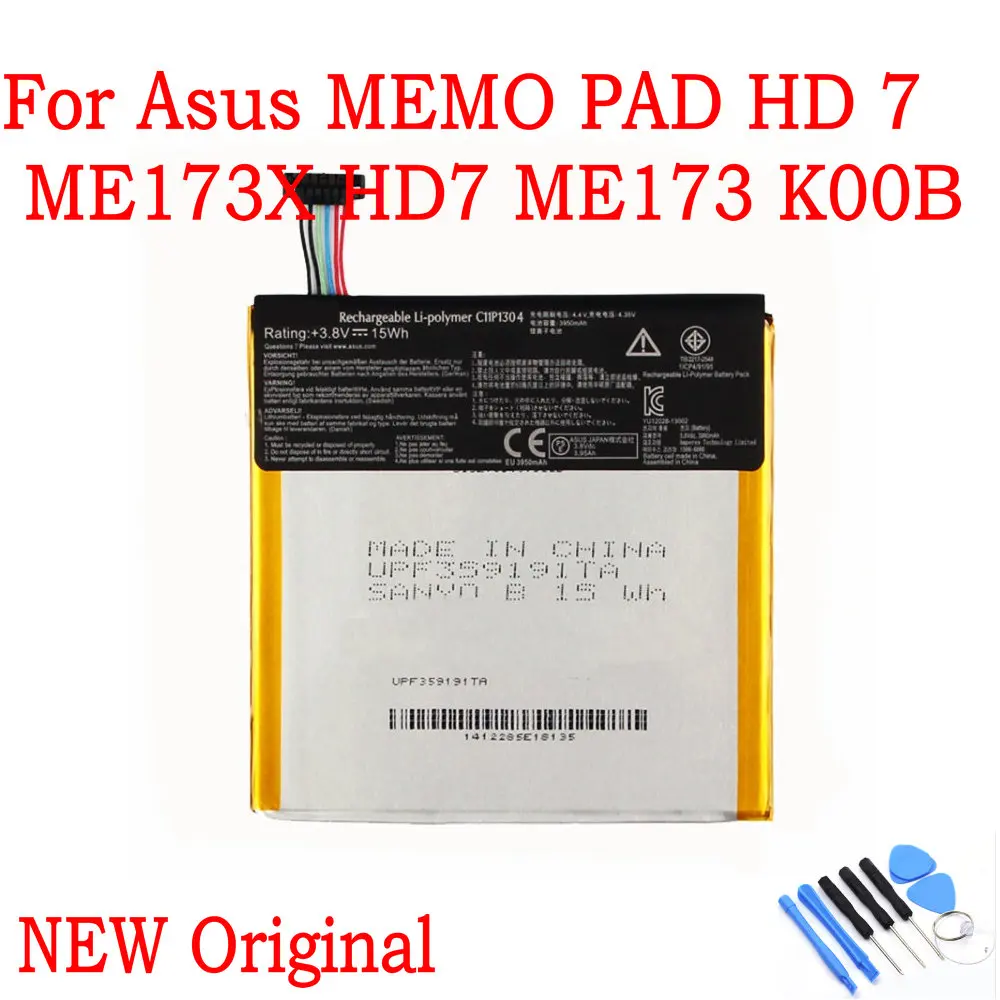 NEW Original 3.8V 3950mAh C11P1304 Battery For Asus MEMO PAD HD 7 ME173X HD7 ME173 K00B Replace the battery
NEW Original 3.8V 3950mAh C11P1304 Battery For Asus MEMO PAD HD 7 ME173X HD7 ME173 K00B Replace the battery