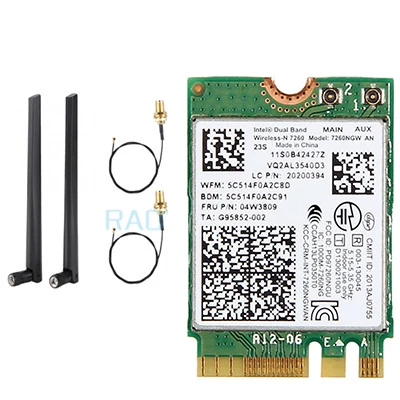 Dual Band Wireless-N 7260NGWAN 7260NGW 7260AN NGFF 300Mbps+BT4.0 04W3809 04X6008 WIFI Card for Thinkpad X240 T440P W540 T431S
Dual Band Wireless-N 7260NGWAN 7260NGW 7260AN NGFF 300Mbps+BT4.0 04W3809 04X6008 WIFI Card for Thinkpad X240 T440P W540 T431S