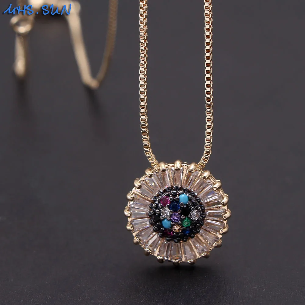 MHS.SUN Luxury Round Pendant Zircon Gold Charm Necklace Fashion CZ Color Crystal Chain Necklace For Women Christmas Gift Jewelry
MHS.SUN Luxury Round Pendant Zircon Gold Charm Necklace Fashion CZ Color Crystal Chain Necklace For Women Christmas Gift Jewelry