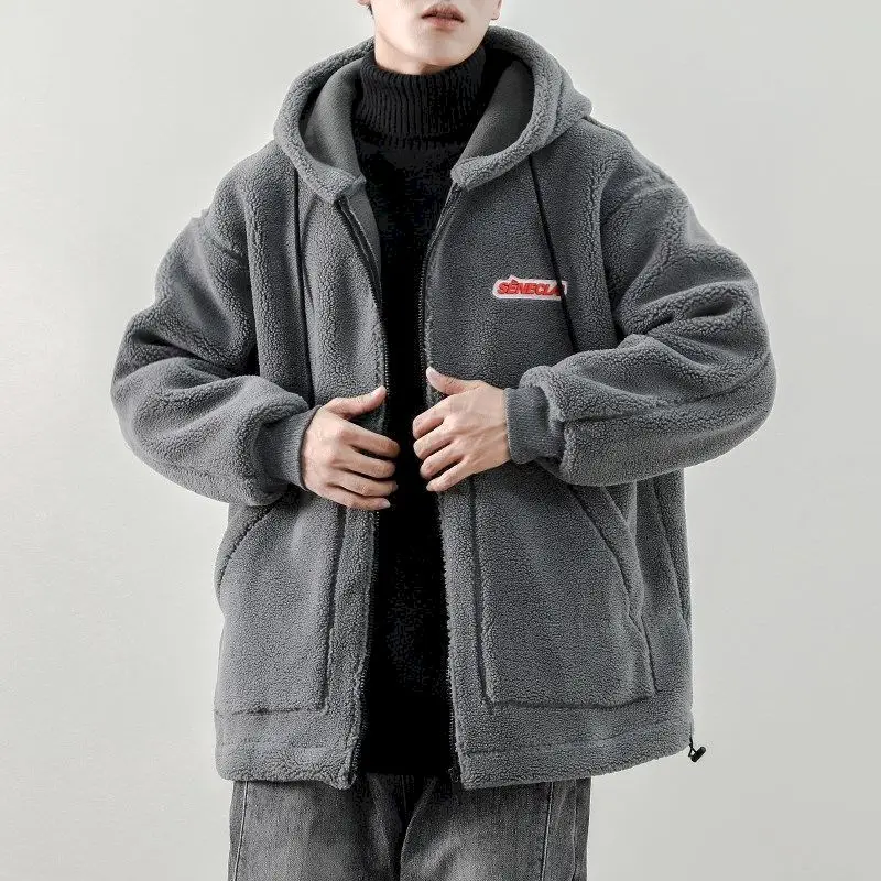 Куртка из овечьей шерсти с капюшоном искусственного меха мужские зимние куртки
