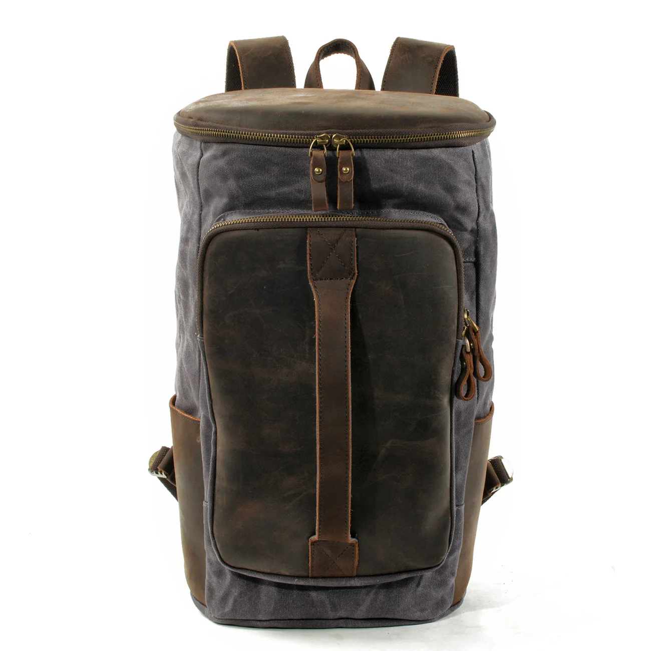 

Large Capacity Rucksack Men Waterproof Canvas Travel Bag Mountaineering Backpack Boy Leather Bucket Schoolbag Male Big Backpacks