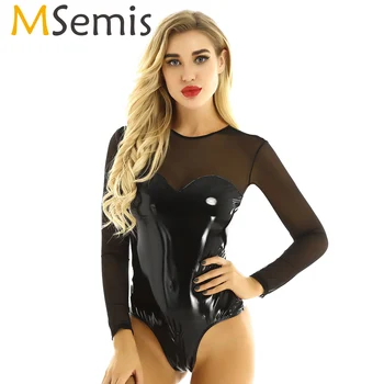 MSemis Women See Through Pole Dance Costume Wetlook Patent Leather Catsuit Swimsuit Double End Zipper Festival Rave Top Clothing
MSemis Women See Through Pole Dance Costume Wetlook Patent Leather Catsuit Swimsuit Double End Zipper Festival Rave Top Clothing