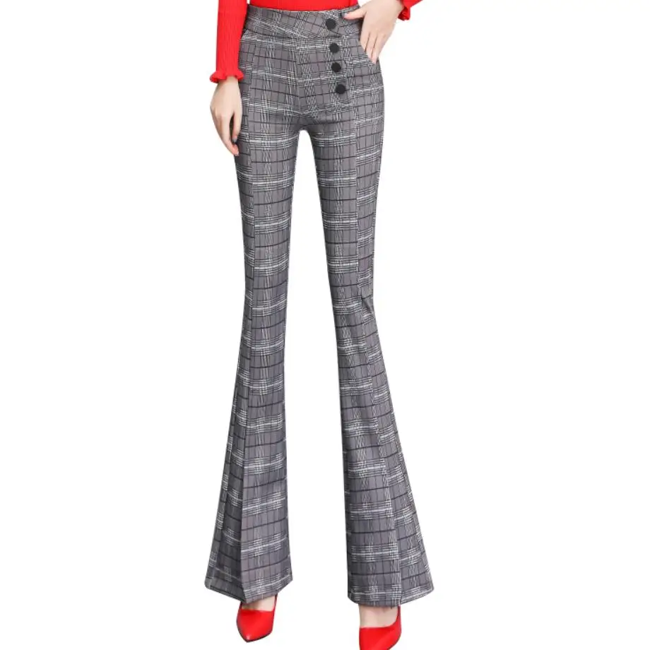 Lattice Flare Pant women spring autumn New High Waist Retro Office Plaid Pants Trousers
Lattice Flare Pant women spring autumn New High Waist Retro Office Plaid Pants Trousers