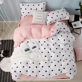Home Textile Bedding Sets polka dot pattern bed linens Duvet Cover Set Quilt cover Pillowcase pink cute nordic bed 3/4pcs queen 
Home Textile Bedding Sets polka dot pattern bed linens Duvet Cover Set Quilt cover Pillowcase pink cute nordic bed 3/4pcs queen