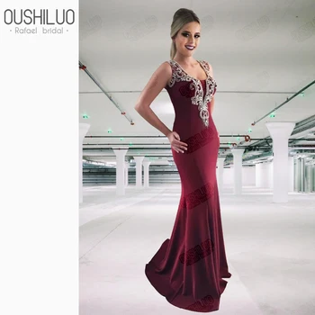 Elegant Burgundy Mermaid Evening Dresses Keyhole Back Scoop Neck Applique Sleeveless Trumpet Formal Pageant Dresses Sweep Train 
Elegant Burgundy Mermaid Evening Dresses Keyhole Back Scoop Neck Applique Sleeveless Trumpet Formal Pageant Dresses Sweep Train