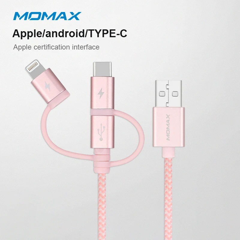 MOMAX Type c android ios MFI lightning three tow one mobile phone quick charge cable usb Nylon knitting 2.4A quick charging
MOMAX Type c android ios MFI lightning three tow one mobile phone quick charge cable usb Nylon knitting 2.4A quick charging