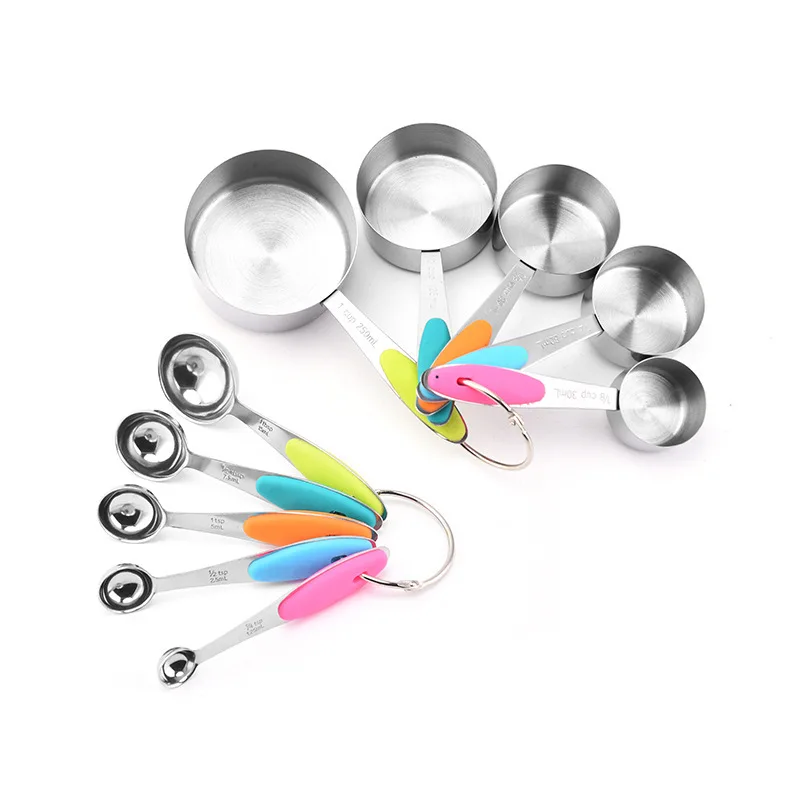 10 Pcs Stainless Steel Measuring Cup Measuring Spoon, Measuring Spoon Set with Silicone Thermal Insulation Pad Baking Tools
10 Pcs Stainless Steel Measuring Cup Measuring Spoon, Measuring Spoon Set with Silicone Thermal Insulation Pad Baking Tools
