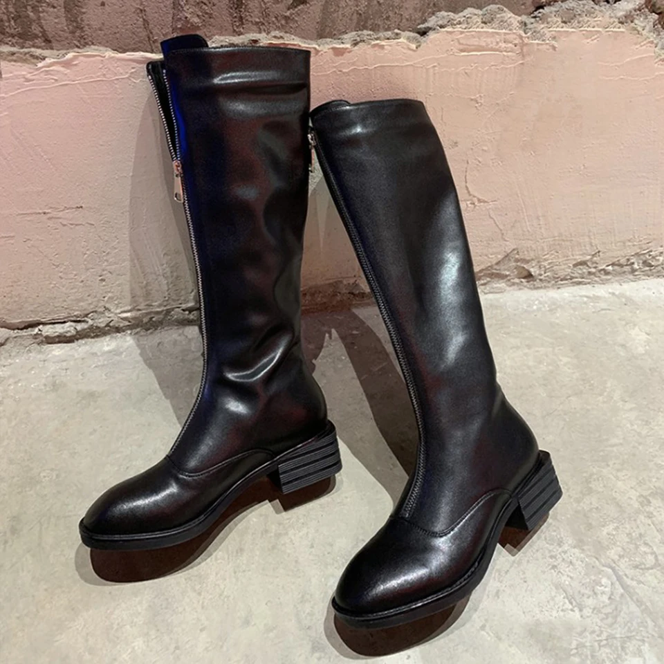 BELLECOM 2019 Autumn and Winter New Type Leather Front Zipper High-boot Ladies Slim Knee Locomotive Boots
BELLECOM 2019 Autumn and Winter New Type Leather Front Zipper High-boot Ladies Slim Knee Locomotive Boots