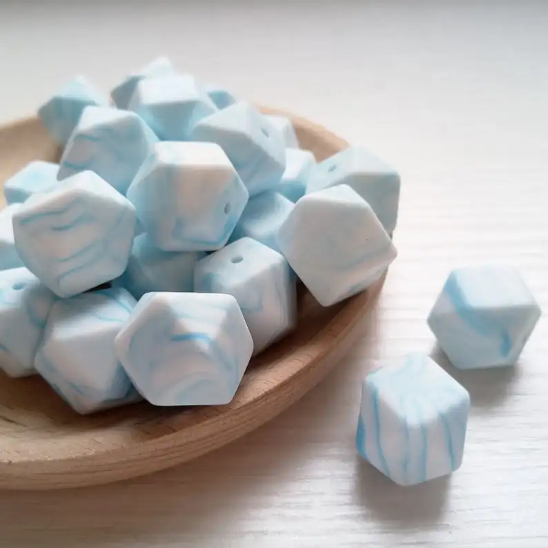 Marble Blue Silicone Teething beads Hexagon 14mm 17mm Food grade Chewable beads Baby Teether BX62 
Marble Blue Silicone Teething beads Hexagon 14mm 17mm Food grade Chewable beads Baby Teether BX62
