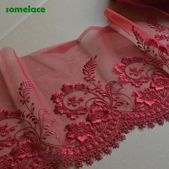 2Yds/lot 22cm Wide Dark Red Gazue Fluorescent Red Floral Embroidery High Quality Lace Trim For Garments And Wedding19110901 
2Yds/lot 22cm Wide Dark Red Gazue Fluorescent Red Floral Embroidery High Quality Lace Trim For Garments And Wedding19110901