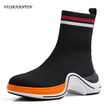 Autumn and Winter Thick-soled Knitted Woolen Elastic Socks Boots Women's Flat Platform Slip on Daddy Shoes Designer for Ladies
Autumn and Winter Thick-soled Knitted Woolen Elastic Socks Boots Women's Flat Platform Slip on Daddy Shoes Designer for Ladies