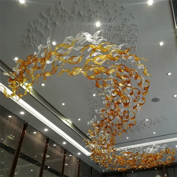 Custom hotel lobby fish-shaped hollow lighting sales department engineering lighting creative ribbon ceiling decorative chandeli 
Custom hotel lobby fish-shaped hollow lighting sales department engineering lighting creative ribbon ceiling decorative chandeli
