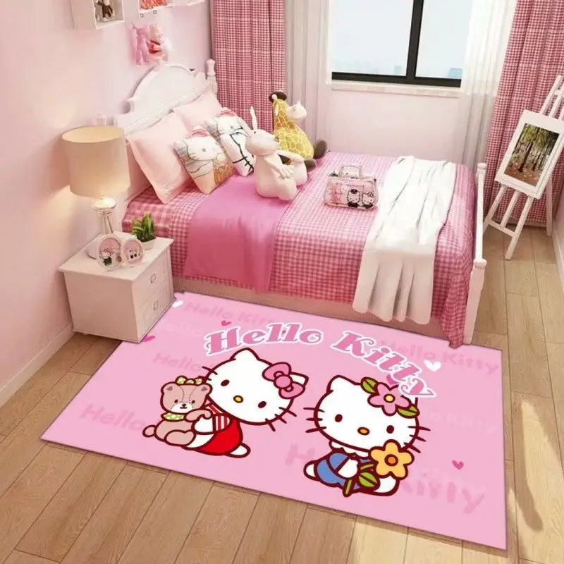 Hello kitty Cute Cartoon Pink Girl Children's Room Carpet Bedroom Bedside Blanket Play Crawling Anti-fall Mat