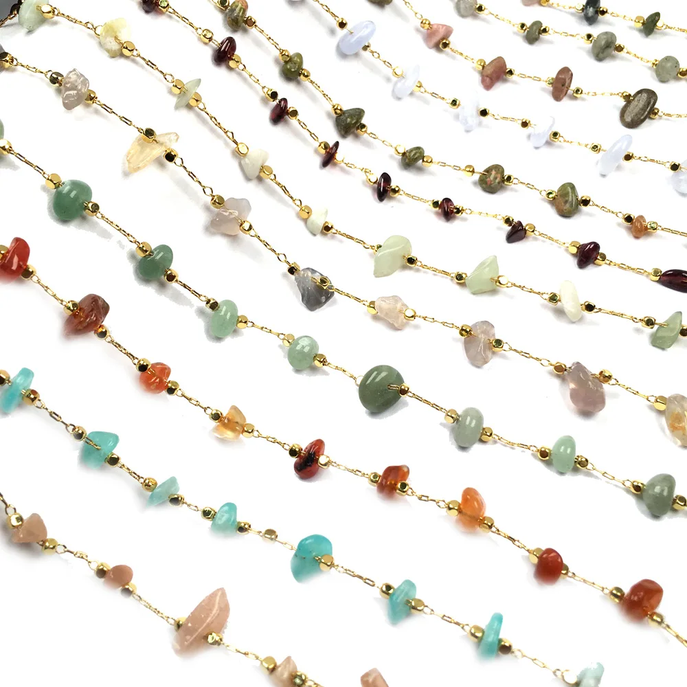 1 Meter Handmade Gold Wire Wrapped Rosary Chain stone Beads Chains for Necklaces Bracelets Anklet Making DIY Jewelry Findings
1 Meter Handmade Gold Wire Wrapped Rosary Chain stone Beads Chains for Necklaces Bracelets Anklet Making DIY Jewelry Findings