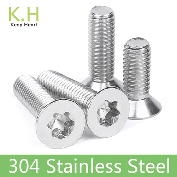 10/50pcs M1.6 M2 M2.5 M3 M4 M5 M6 M8 304 A2-70 stainless steel GB2673 Six-Lobe Torx Flat Countersunk Head Screw Six Lobe Bolt