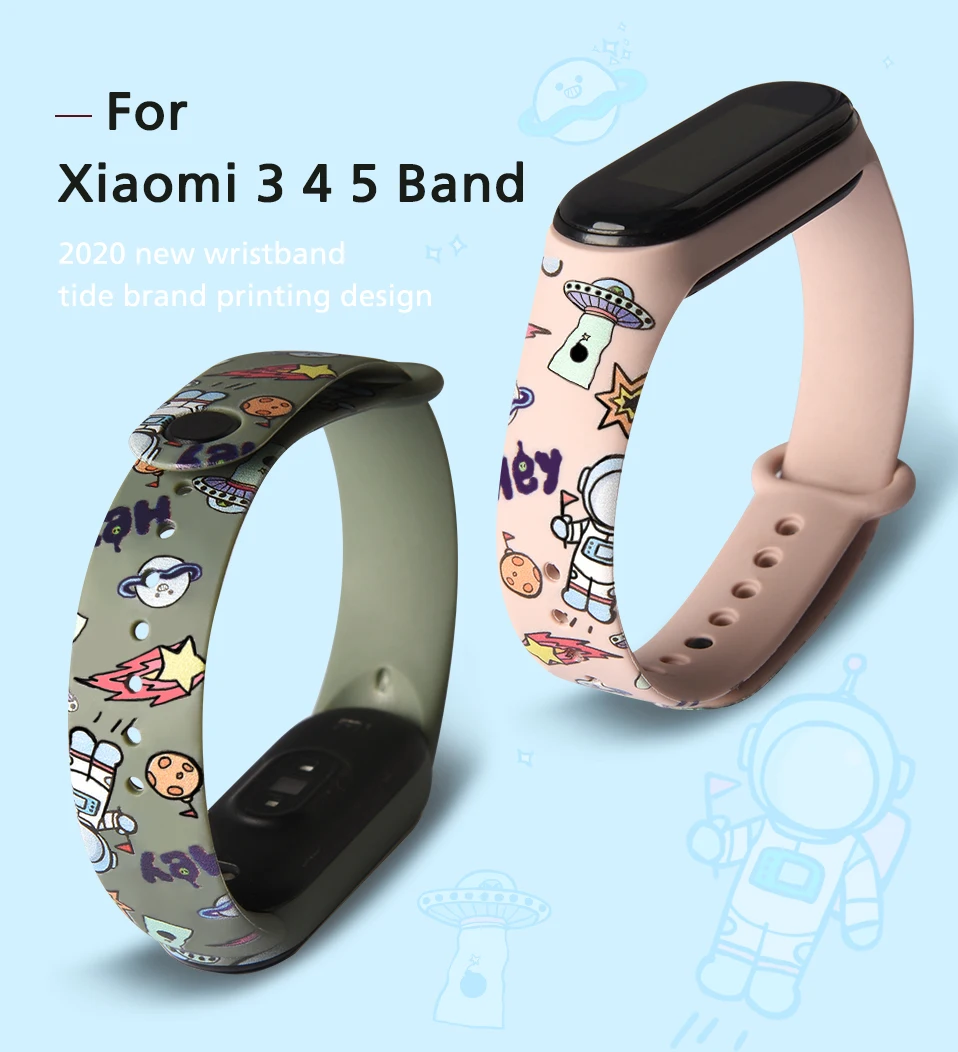 Модный мягкий мультяшный ремешок для Xiaomi Mi Band 5 4 3 miband силиконовый браслет band mi