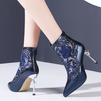 Fashion Footwear 2020 Women Shoes Woman High Heels Mesh Embroidery Sexy Pointed Toe Genuine Leather Party Summer Ankle Boots 
Fashion Footwear 2020 Women Shoes Woman High Heels Mesh Embroidery Sexy Pointed Toe Genuine Leather Party Summer Ankle Boots