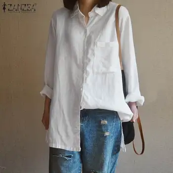 Women's Shirts ZANZEA 2020 Fashion White Blouse Lapel Casual Solid Long Sleeve Button Down Tunic Tops Lady Work Cotton Blusas 
Women's Shirts ZANZEA 2020 Fashion White Blouse Lapel Casual Solid Long Sleeve Button Down Tunic Tops Lady Work Cotton Blusas
