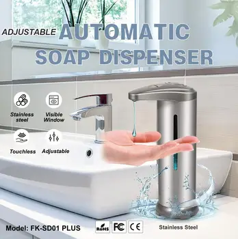 300ml Intelligent Automatic Soap Dispensers Hand Liquid Sanitizer Sensor Infrared Motion Sensor Liquid Soap for Kitchen Bathroom
300ml Intelligent Automatic Soap Dispensers Hand Liquid Sanitizer Sensor Infrared Motion Sensor Liquid Soap for Kitchen Bathroom