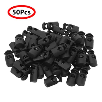 

50Pcs Plastic Toggle Single Hole Spring Loaded Elastic Drawstring Cord Locks Clip Ends Lanyard Stopper Sliding Fastener Buttons