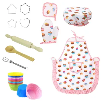 Kids Cooking Baking Set Apron Chef Hat Oven Mitt Cookie Cutters Silicone Cupcake Moulds for Kitchen Chef Dress Up Role Play Toys
Kids Cooking Baking Set Apron Chef Hat Oven Mitt Cookie Cutters Silicone Cupcake Moulds for Kitchen Chef Dress Up Role Play Toys