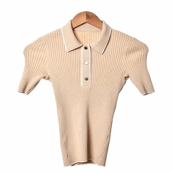 2020 Summer Small Xiang Atmosphere Quality Lapel Short Sleeve Slim Fit Knitting Shirt Top Female 91136
2020 Summer Small Xiang Atmosphere Quality Lapel Short Sleeve Slim Fit Knitting Shirt Top Female 91136