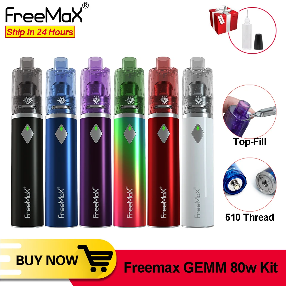 Original Freemax GEMM 80W Starter vape Kit 2900mAh with 5ml GEMM Disposable Vape Tank Single/Dual Mesh Electronic Cigarette kit
Original Freemax GEMM 80W Starter vape Kit 2900mAh with 5ml GEMM Disposable Vape Tank Single/Dual Mesh Electronic Cigarette kit