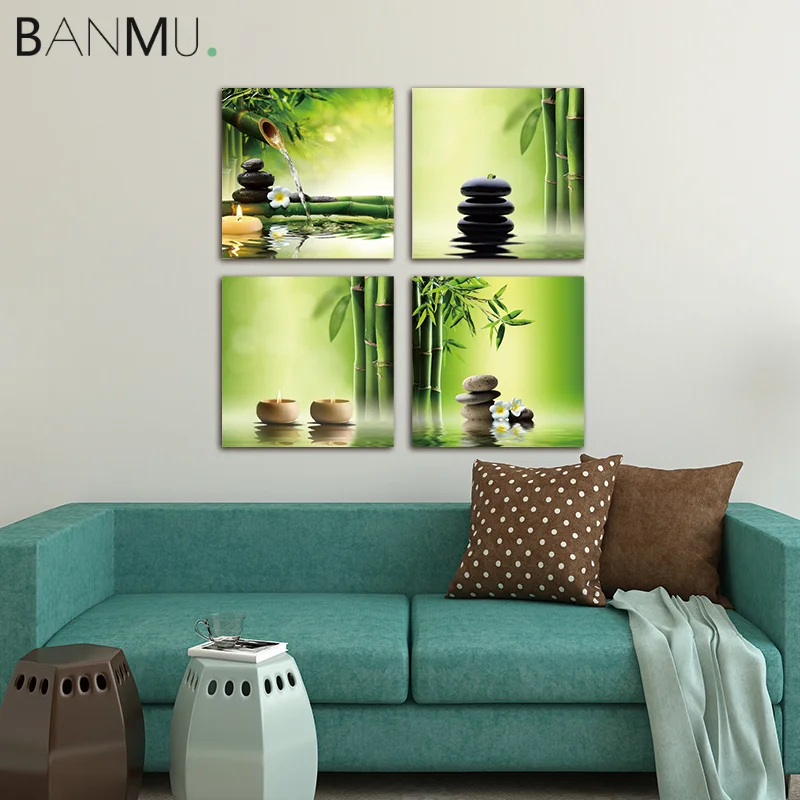 BANMU современные картины на холсте Zen Giclee идеальные бамбуковые зеленые настенные