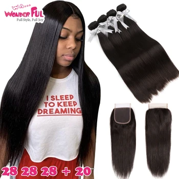 Malaysian Straight Hair 3 Bundles Remy Human Hair Extensions With 4*4 Lace Closure Double Weft Weave Bundles With Closure
Malaysian Straight Hair 3 Bundles Remy Human Hair Extensions With 4*4 Lace Closure Double Weft Weave Bundles With Closure
