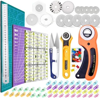 LMDZ Rotary Cutter Kit with 10 Extra Blades Cutting Mat Patchwork Ruler Sewing Clips Ideal Craft Supplies Set for Sewing
LMDZ Rotary Cutter Kit with 10 Extra Blades Cutting Mat Patchwork Ruler Sewing Clips Ideal Craft Supplies Set for Sewing