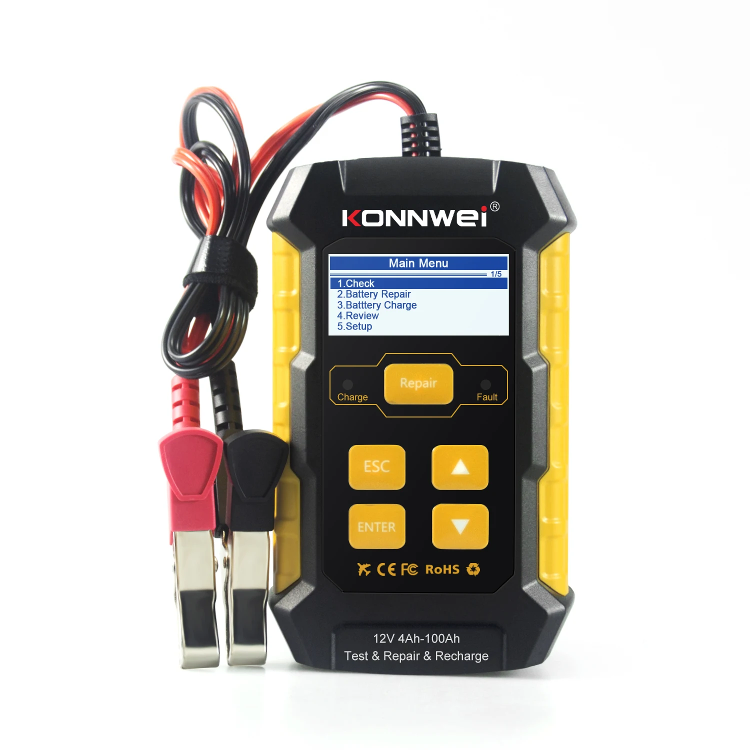 KONNWEI KW510 Car Battery Charger and Tester 12V Battery Maintainer for Cranking and Charging Systems,all 12V cars are available
KONNWEI KW510 Car Battery Charger and Tester 12V Battery Maintainer for Cranking and Charging Systems,all 12V cars are available