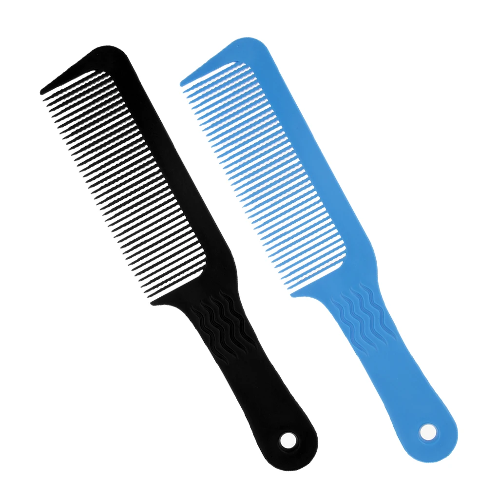 2 Pieces 9.3 inch Flat Top Clipper Comb Finely Waved Teeth Barber Salon Hair Cut Styling Comb - Black Blue 2 Pieces 9.3 inch Flat Top Clipper Comb Finely Waved Teeth Barber Salon Hair Cut Styling Comb - Black Blue