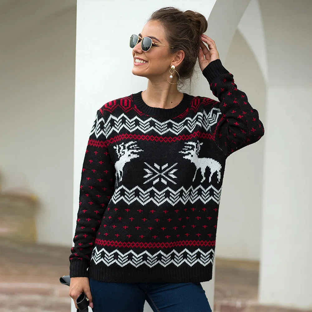 2019 autumn and winter new Christmas women's sweater Snowflake Fawn Jacquard Long Sleeve Pullover
2019 autumn and winter new Christmas women's sweater Snowflake Fawn Jacquard Long Sleeve Pullover