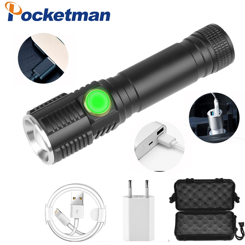 Ultra Bright Flashlight Multifunctional Zoomable LED Flashlight USB Rechargeable Torch Waterproof LED Torch Use 18650 Battery
Ultra Bright Flashlight Multifunctional Zoomable LED Flashlight USB Rechargeable Torch Waterproof LED Torch Use 18650 Battery