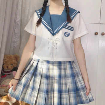 Summer JK uniform New Short-sleeve Sailor suit Blouse Young Girl Student Bandage Cute Badge Embroidery Shirt Tops College style
Summer JK uniform New Short-sleeve Sailor suit Blouse Young Girl Student Bandage Cute Badge Embroidery Shirt Tops College style