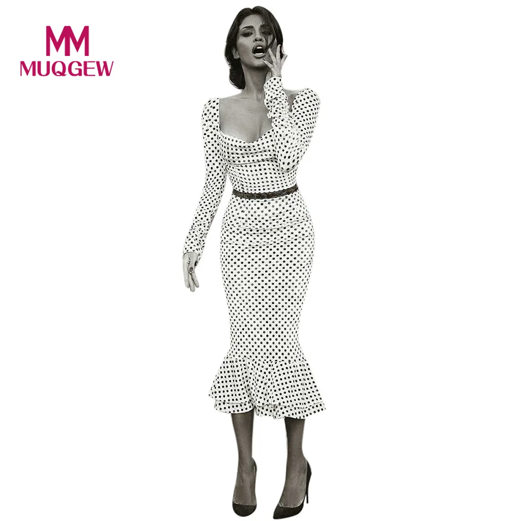 MUQGEW Women Long Sleeve Square Collar Dot Printed Bodycon Cocktail Prom Gown Summer Dress robe femme ete 2019 vestidos
MUQGEW Women Long Sleeve Square Collar Dot Printed Bodycon Cocktail Prom Gown Summer Dress robe femme ete 2019 vestidos