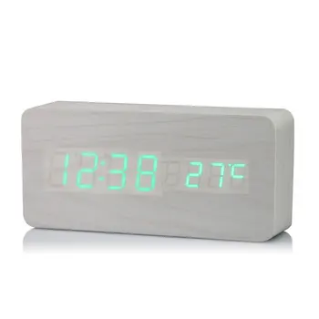 Square Shape Wood LED Display Digital Electronic Alarm Clock Backlight Temperature Control Time Calendar Voice Control
Square Shape Wood LED Display Digital Electronic Alarm Clock Backlight Temperature Control Time Calendar Voice Control