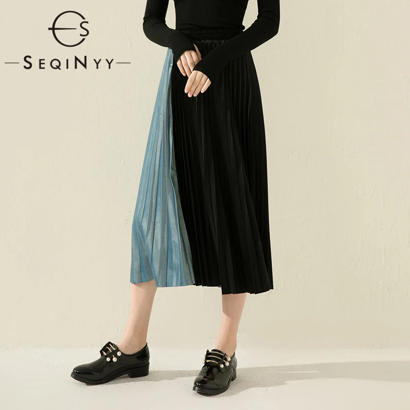 SEQINYY Pleated Skirt 2020 Spring Autumn New Fashion Design Elastic Waist Contrast Color Midi Skirt
SEQINYY Pleated Skirt 2020 Spring Autumn New Fashion Design Elastic Waist Contrast Color Midi Skirt