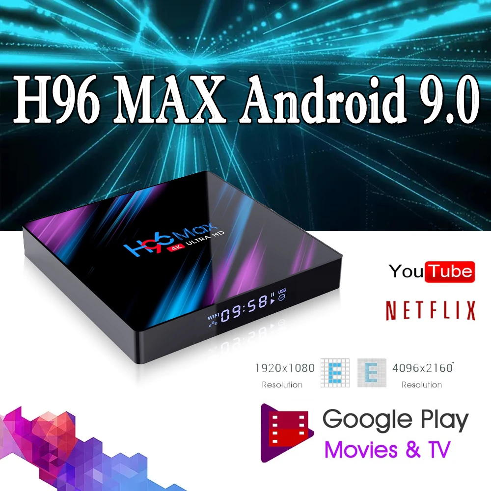 

H96 MAX TV Box Android 9.0 2GB/4GB Ram 16GB/32GB/64GB Rockchip RK3318 H.265 4K Youtube Netflix Google Play Smart TV