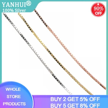 YANHUI Fit For Pendant 45cm Chains 1mm Slim Gold Color Box Chain Necklace Silver 925 Jewelry Statement Necklaces Women Men Gift 
YANHUI Fit For Pendant 45cm Chains 1mm Slim Gold Color Box Chain Necklace Silver 925 Jewelry Statement Necklaces Women Men Gift