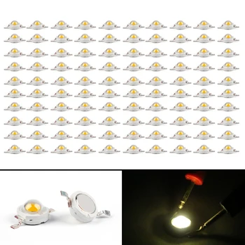 

Artudatech 100Pcs 1W LED Warm White Beads Lamp Diodes High Power Epistar Chip Diode Light 3000-3500K