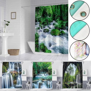 Waterproof Shower Curtains Polyester Fabric Bathroom Curtains Waterfall Green Tropical Plants 3D Printing Landscape Bath Curtain
Waterproof Shower Curtains Polyester Fabric Bathroom Curtains Waterfall Green Tropical Plants 3D Printing Landscape Bath Curtain