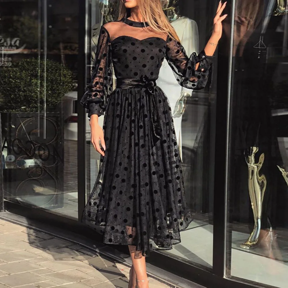 Mesh Lace Polka Dot Dress Women Elegant Boho Sexy See Through Black Party Club Summer Spring Vintage Casual A Line Midi Dresses
Mesh Lace Polka Dot Dress Women Elegant Boho Sexy See Through Black Party Club Summer Spring Vintage Casual A Line Midi Dresses