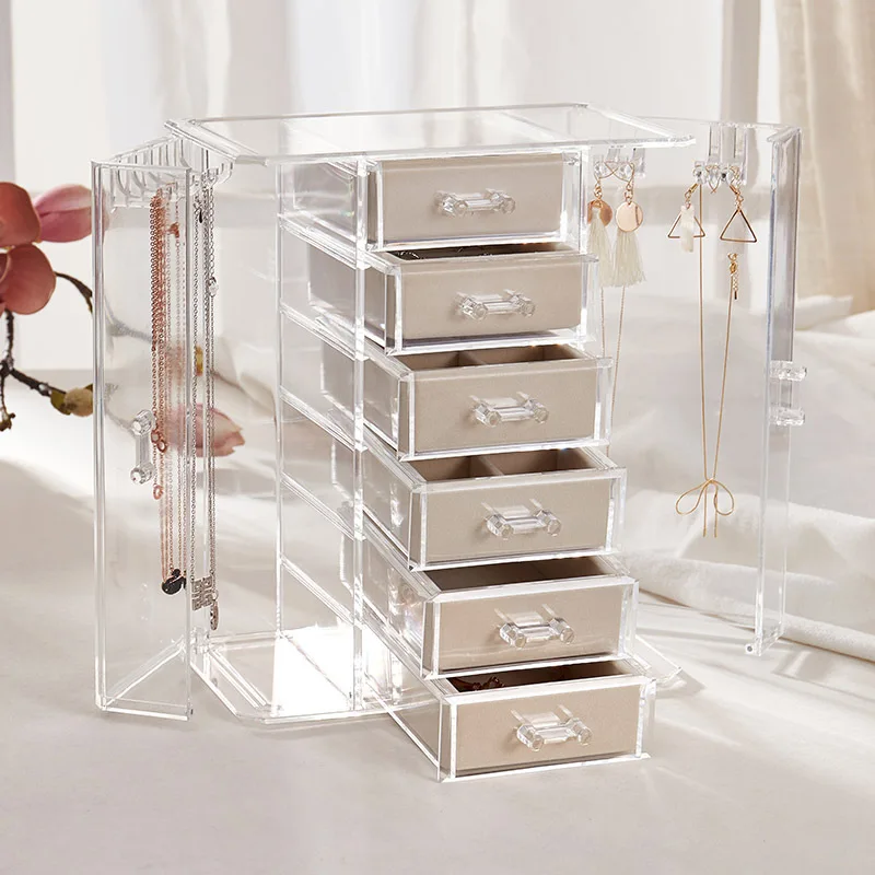 New Style Transparent Jewelry Box Six-layer Acrylic Drawer-type Dustproof Accessories Storage Box Ear Stud Necklace Display Stan 
New Style Transparent Jewelry Box Six-layer Acrylic Drawer-type Dustproof Accessories Storage Box Ear Stud Necklace Display Stan